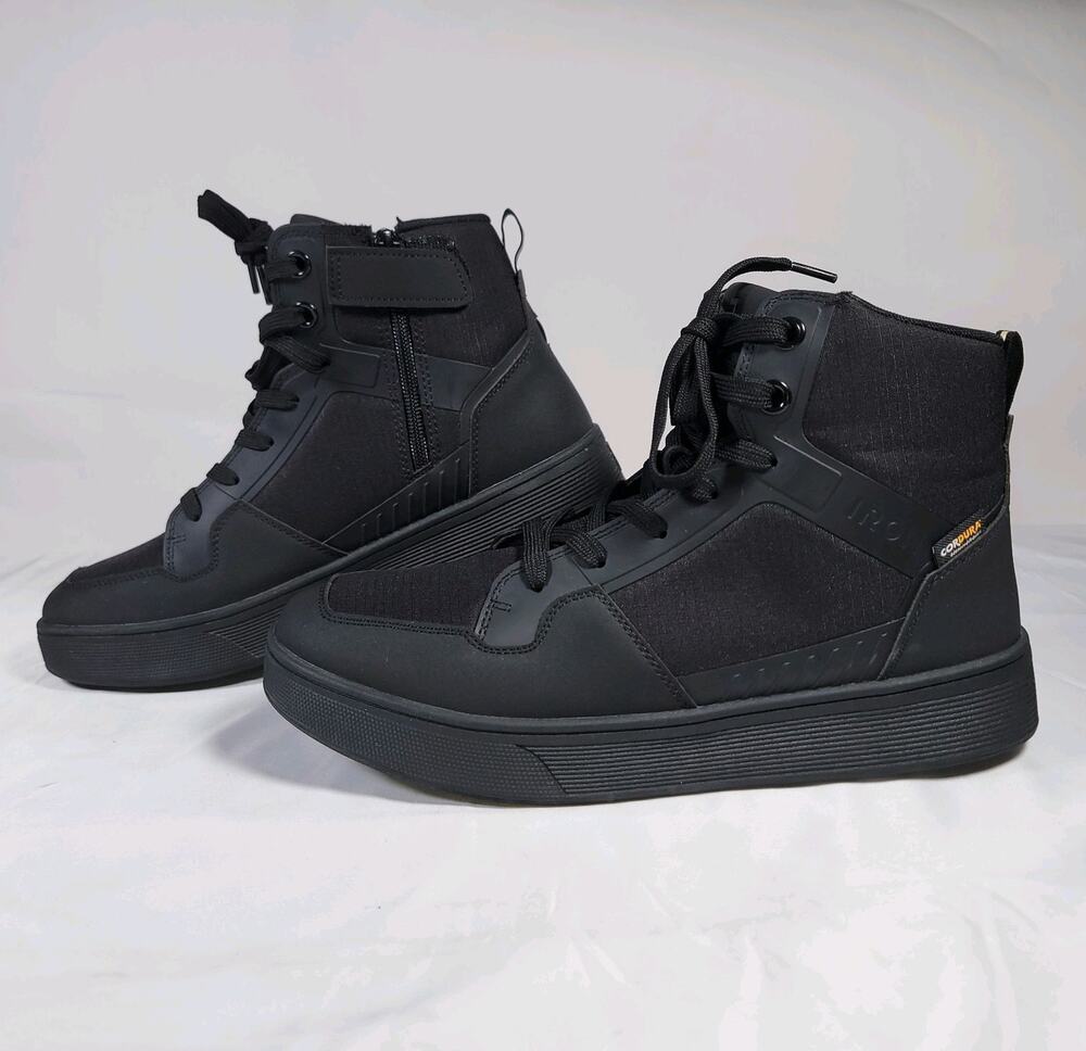 RIDEIRON MS6001 Motorcycle Riding Shoe Men 9.5 Black CORDURA Protective High Top